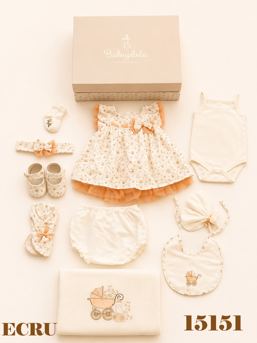 BABYDOLA-15151 10'LU SET ECRU 3-6 AY ***KAMPANYA***