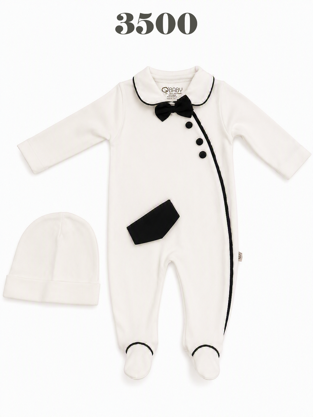 OBABY-3500 BİYELİ PAPYONLU TULUM 0/6 3'LÜ