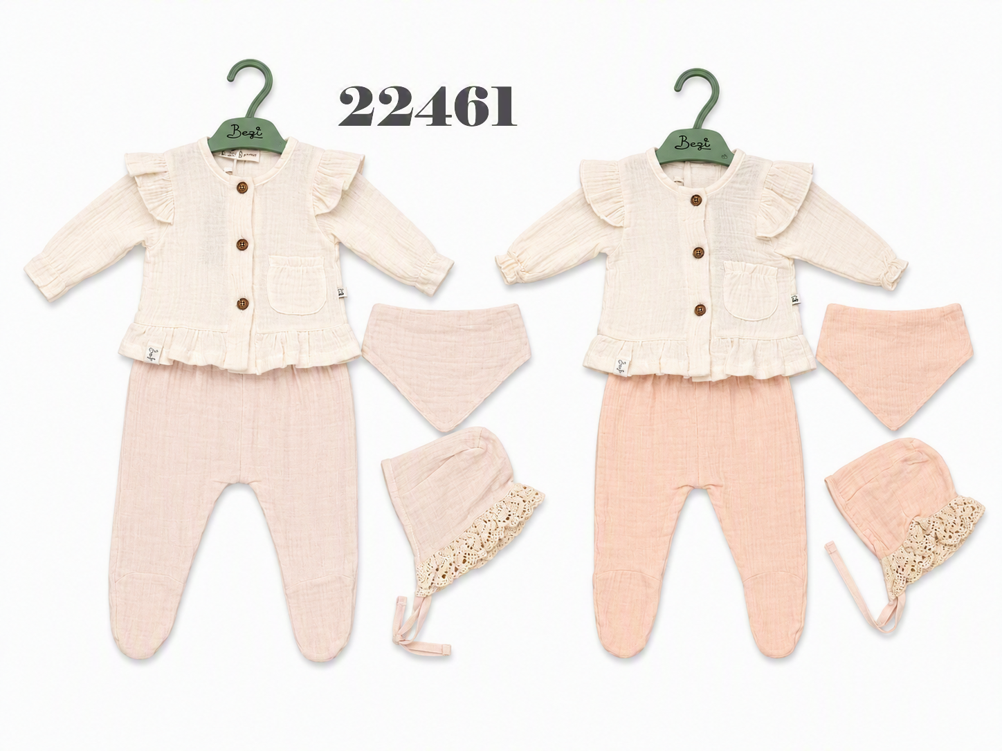 BEGİ-22461 MÜSLİN FIRFIRLI KIZ 5 Lİ SET