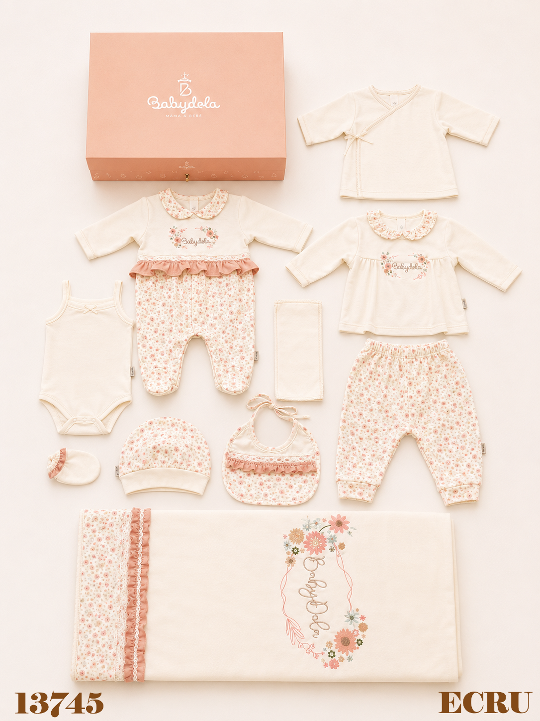 BABYDOLA-13745 10 LU ZIBIN SET ECRU ***KAMPANYA***
