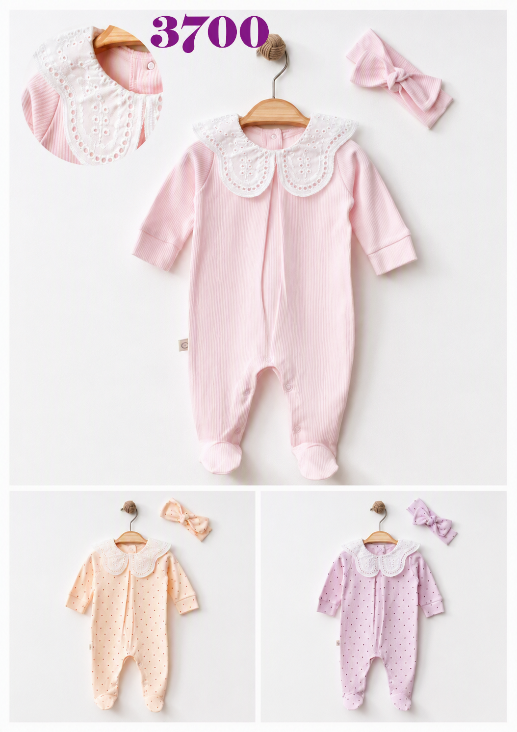 OBABY-3700 YAKA DANTELLİ TULUM 0/6 3'LÜ
