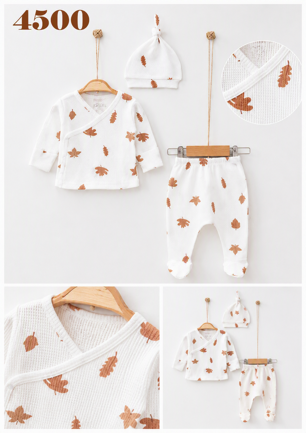 OBABY-4500 WAFFLE YAPRAK 3'LÜ ZIBIN SET 0/3 3'LÜ