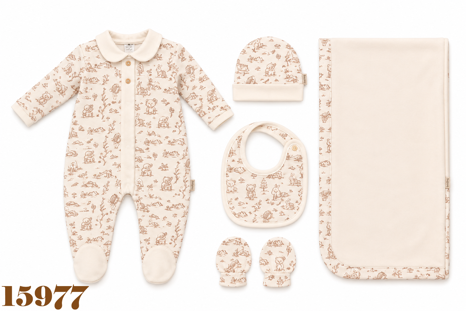 BABYDOLA-15977 ZIBIN SET 5Lİ ECRU 0-3 AY