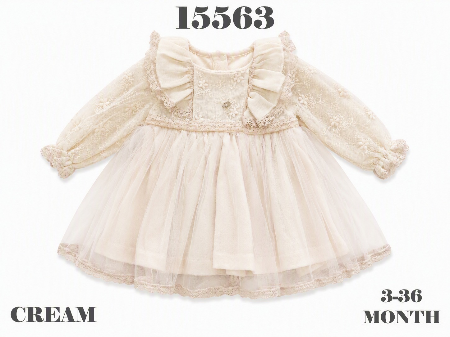 BABYDOLA-15563 ELBİSE ECRU 5'Lİ