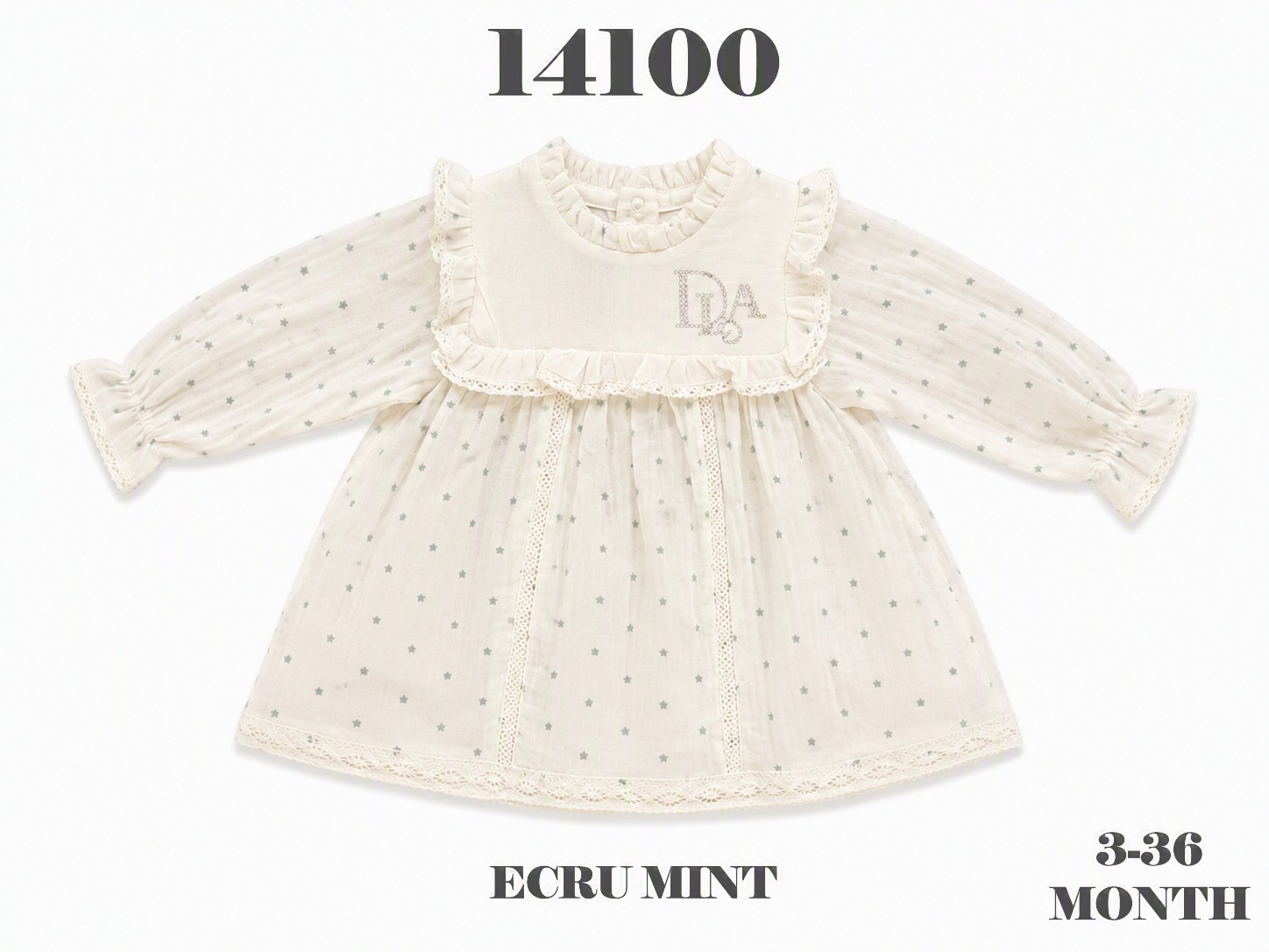 BABYDOLA-14100 ELBİSE ECRU MİNT 5'Lİ**KAMPANYALI**