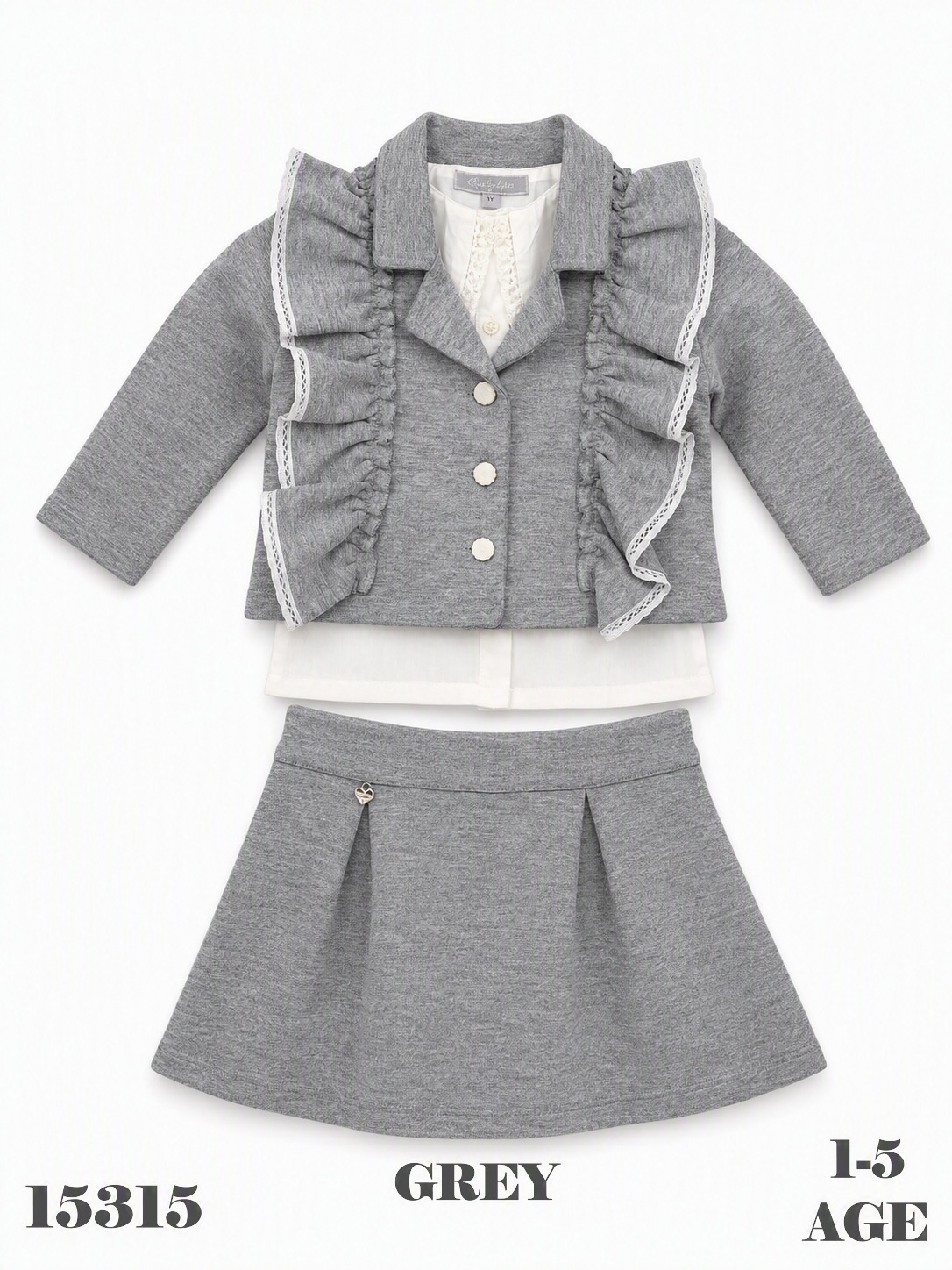 BABYDOLA-15315 TAKIM CEKETLİ GREY MELANGE 5'Lİ