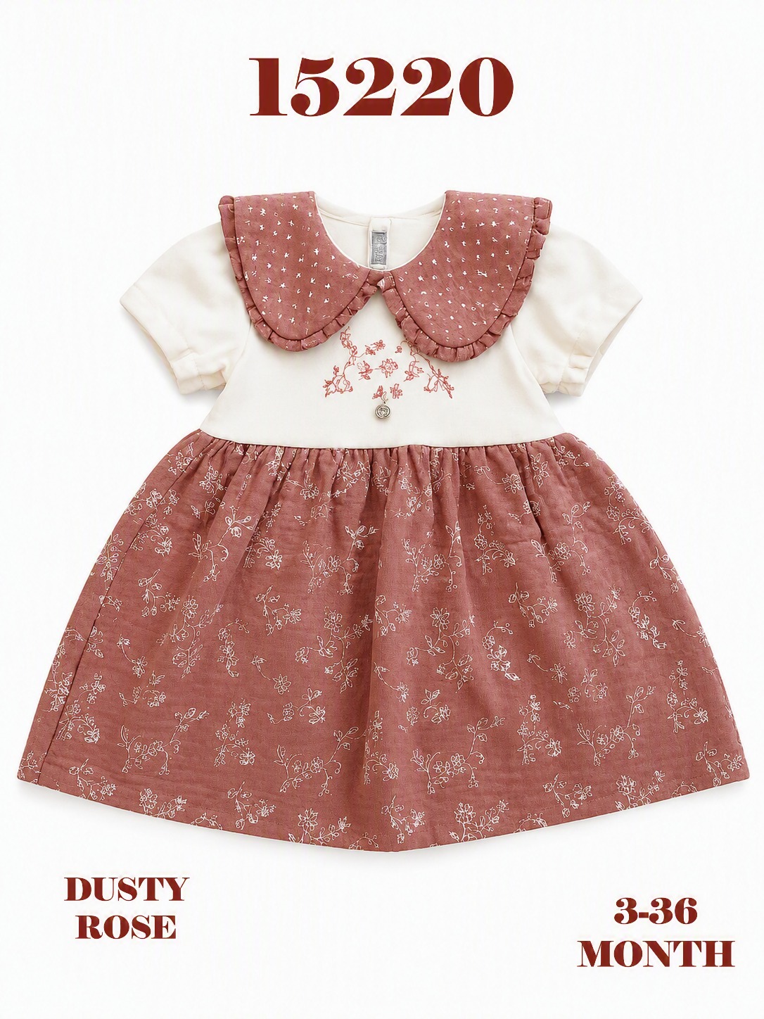 BABYDOLA-15220 *30 ELBİSE DUSTY ROSE