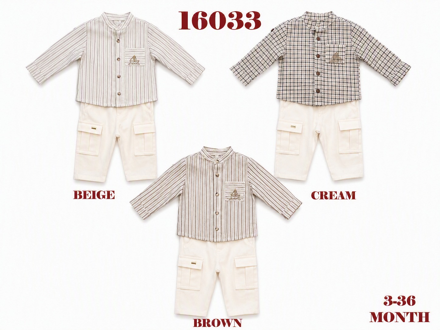 BABYDOLA-16033 CREAM GÖMLEKLİ 2 Lİ TAKIM 06-36 AY 