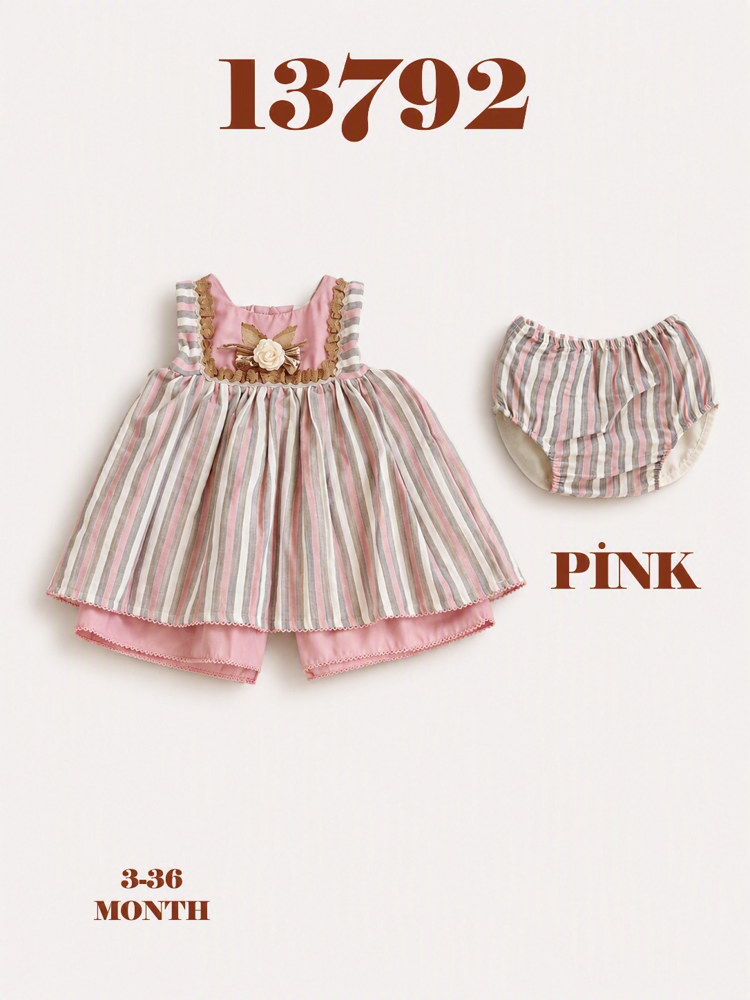 BABYDOLA-13792 *30 ELBİSE PİNK 5 Lİ