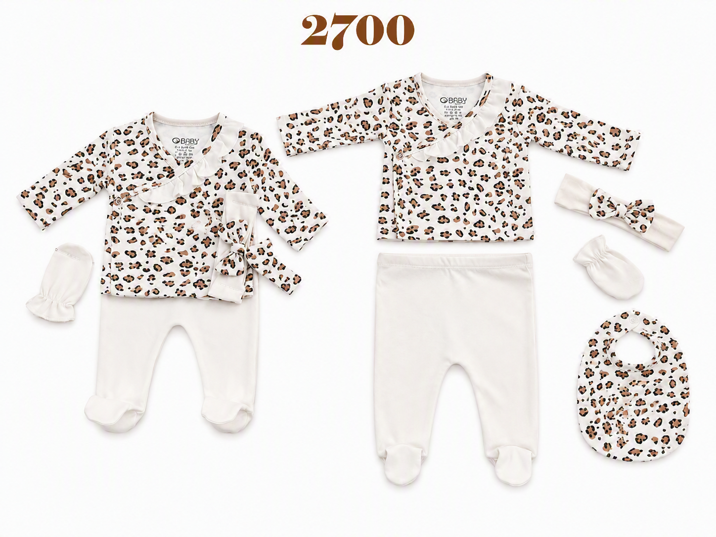 OBABY-2700 BEBE ZIBIN LEOPAR 5Lİ SET  3LÜ
