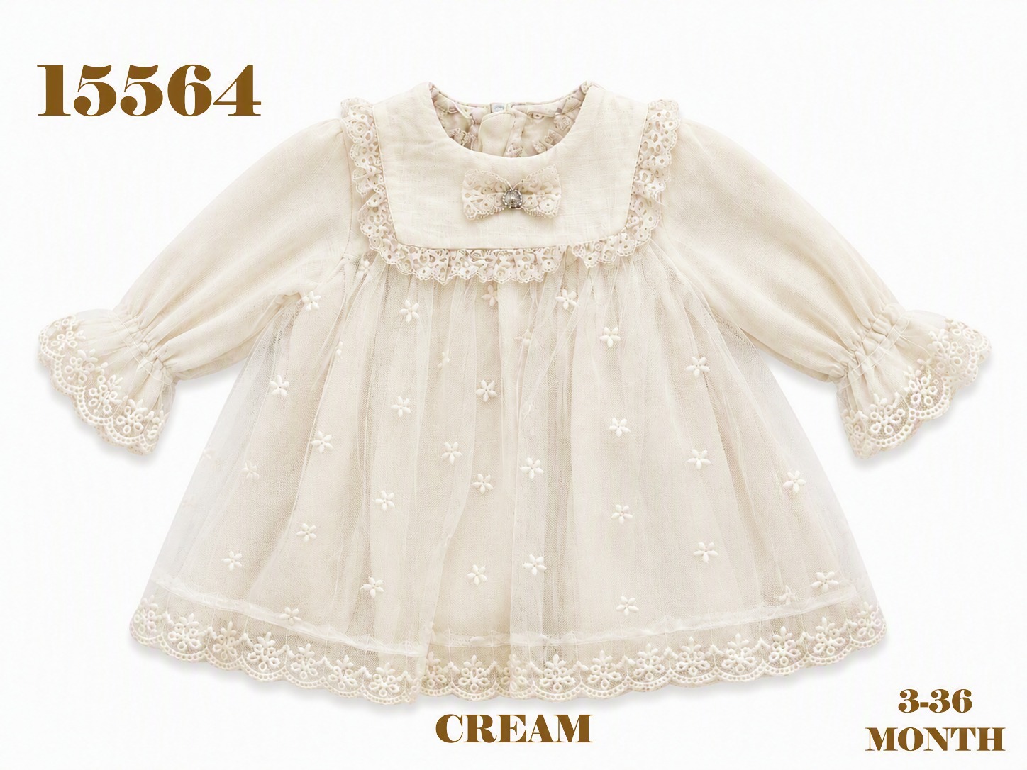 BABYDOLA-15564  *10 ELBİSE CREAM 5'Lİ