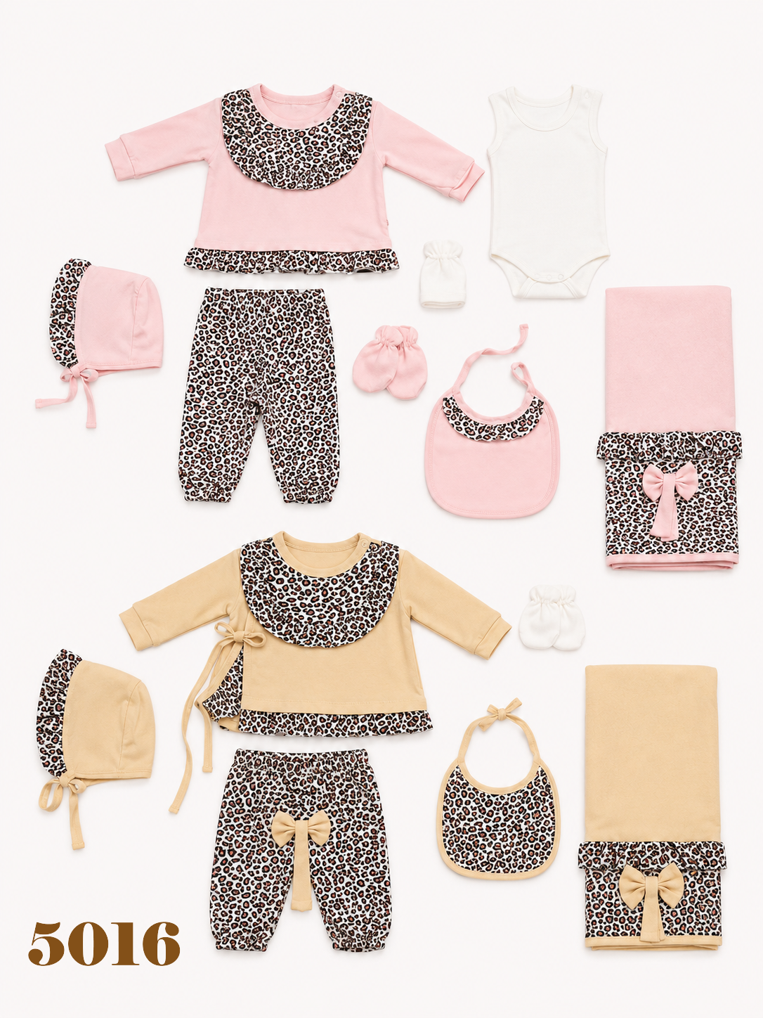 BABYHOLA-5016 LEOPARLI 8'Lİ SET BEJ