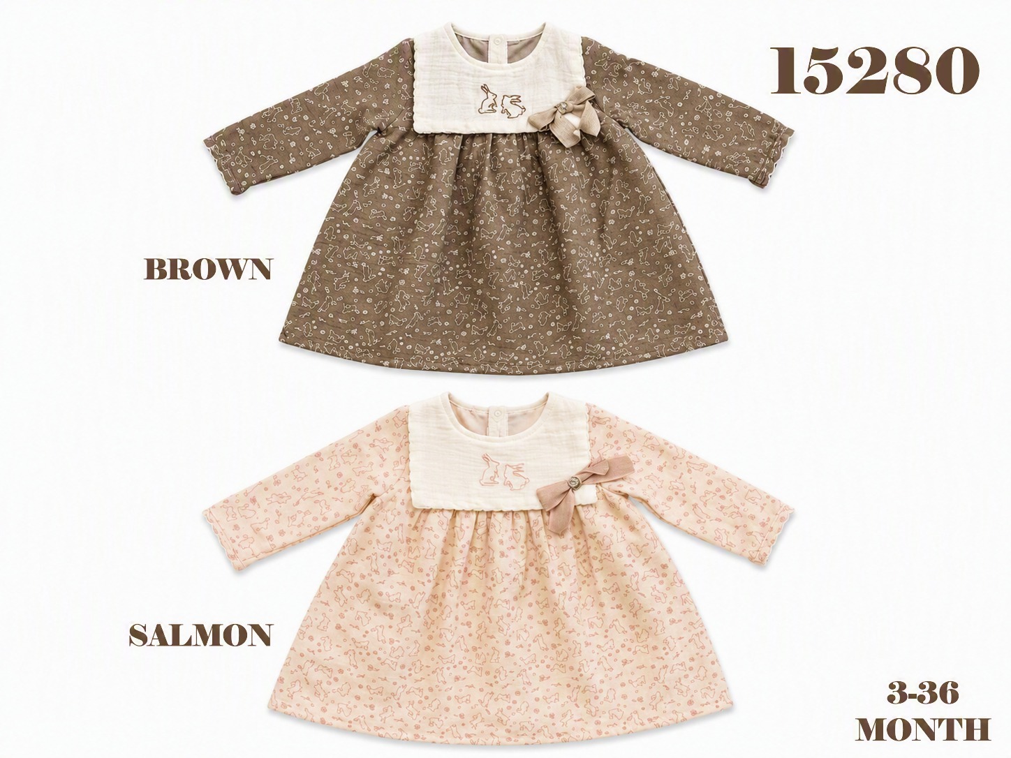 BABYDOLA-15280 *20 ELBİSE MÜSLİN BROWN 5'Lİ