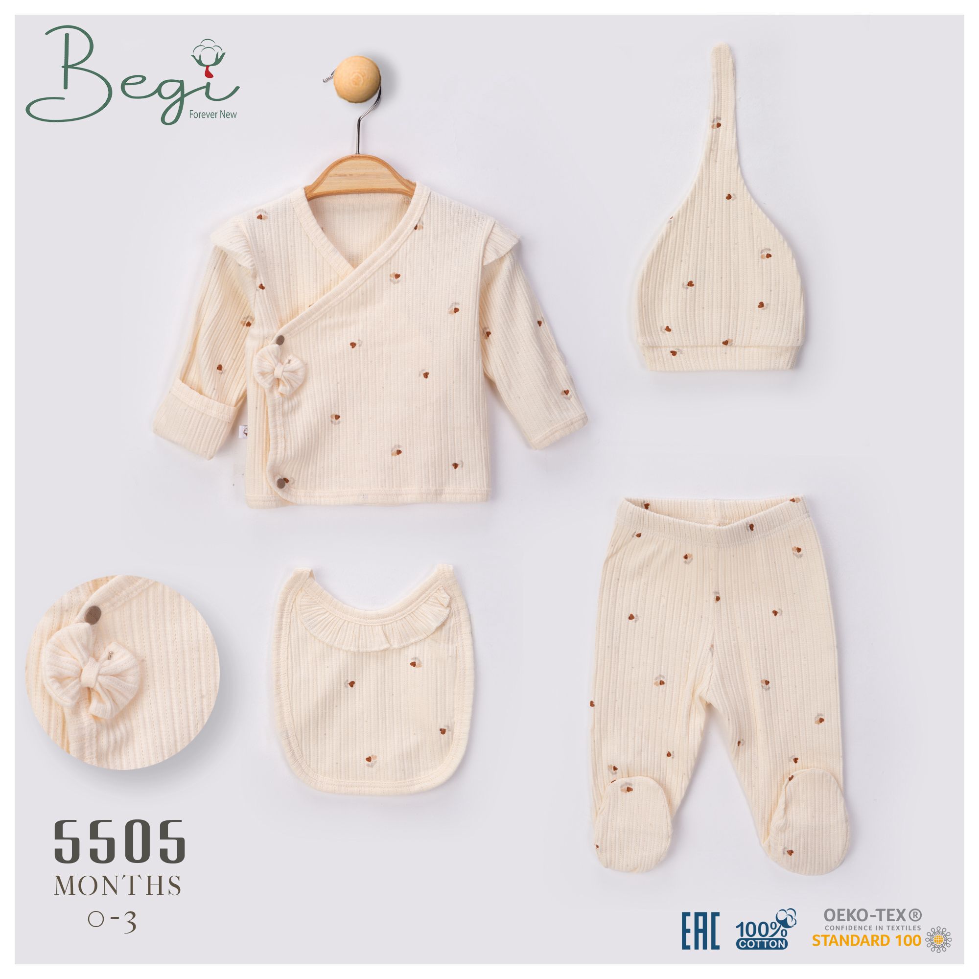 BEGİ-5505 ÇİÇEK DESENLİ 5 Lİ SET