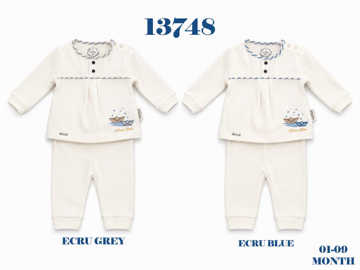 BABYDOLA-13748 2 Lİ SET ECRU GREY  5 Lİ