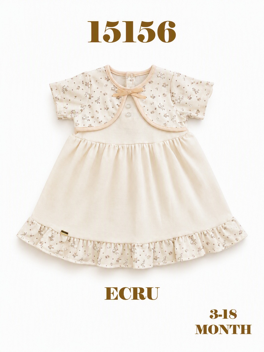 BABYDOLA-15156 ELBİSE ECRU 5'Lİ 3-18 AY