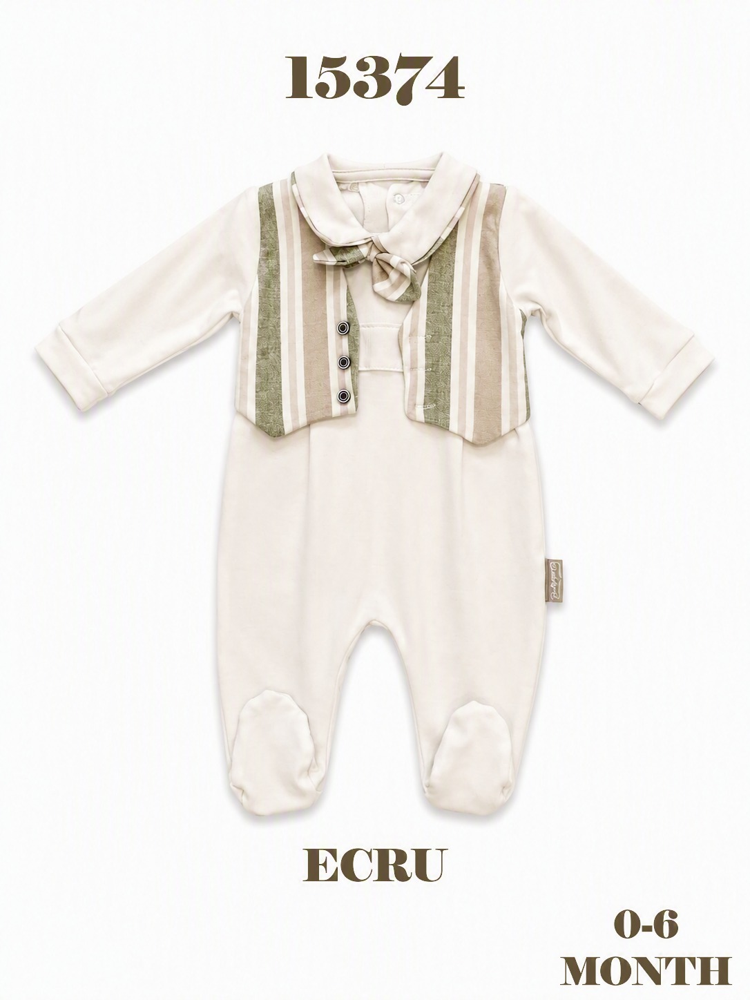 BABYDOLA-15374 TULUM YELEKLİ PATİKLİ EKRU 5'Lİ