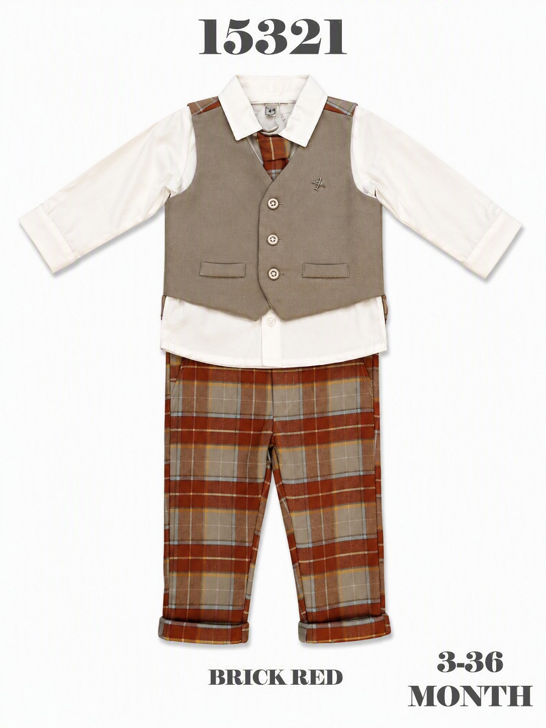 BABYDOLA-15321 *10 TAKIM KRAVATLI YELEKLİ BRICK RED 5'Lİ ***KAMPANYA***