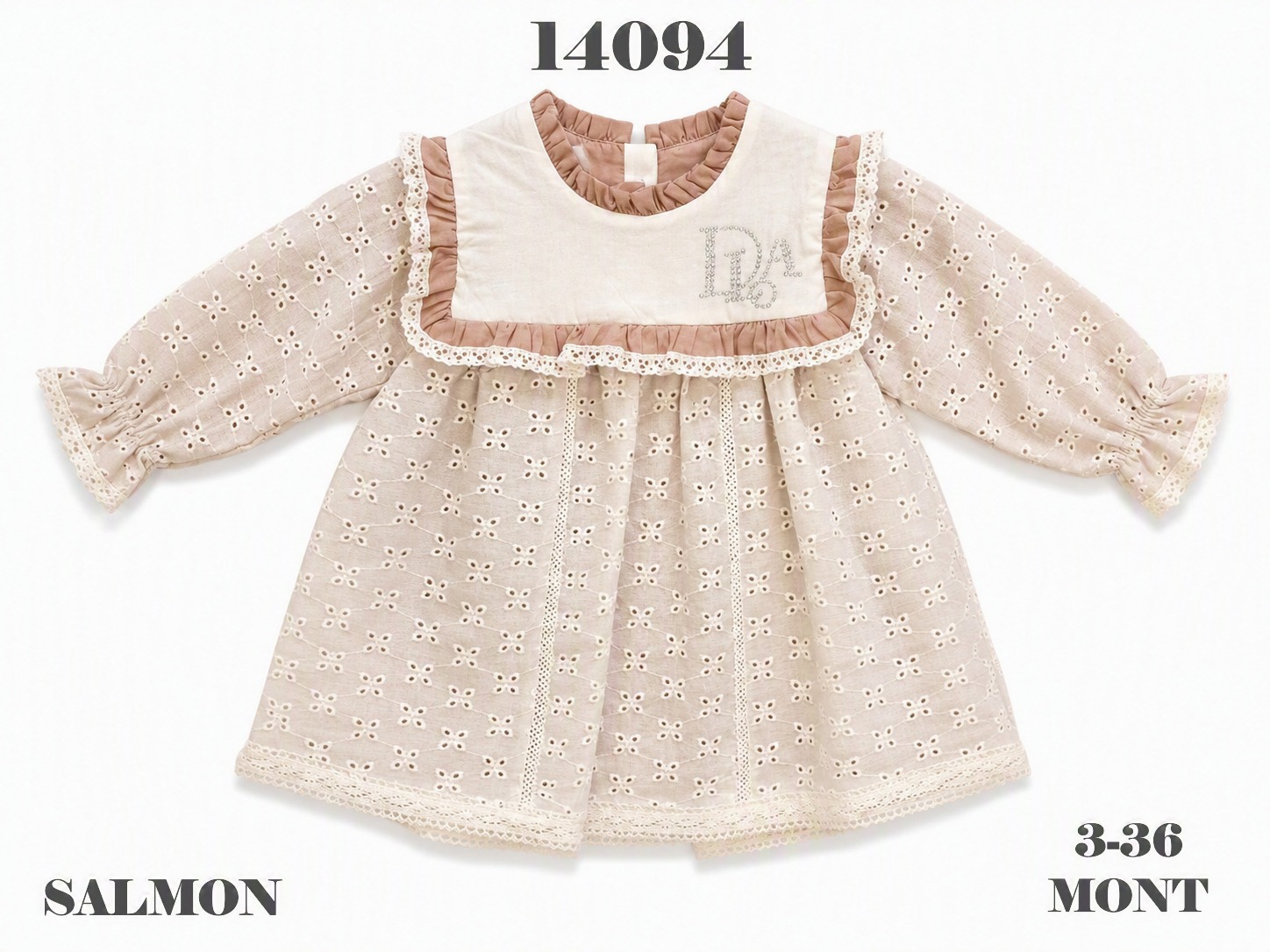 BABYDOLA-14094 ELBİSE ECRU SALMON 5'Lİ 