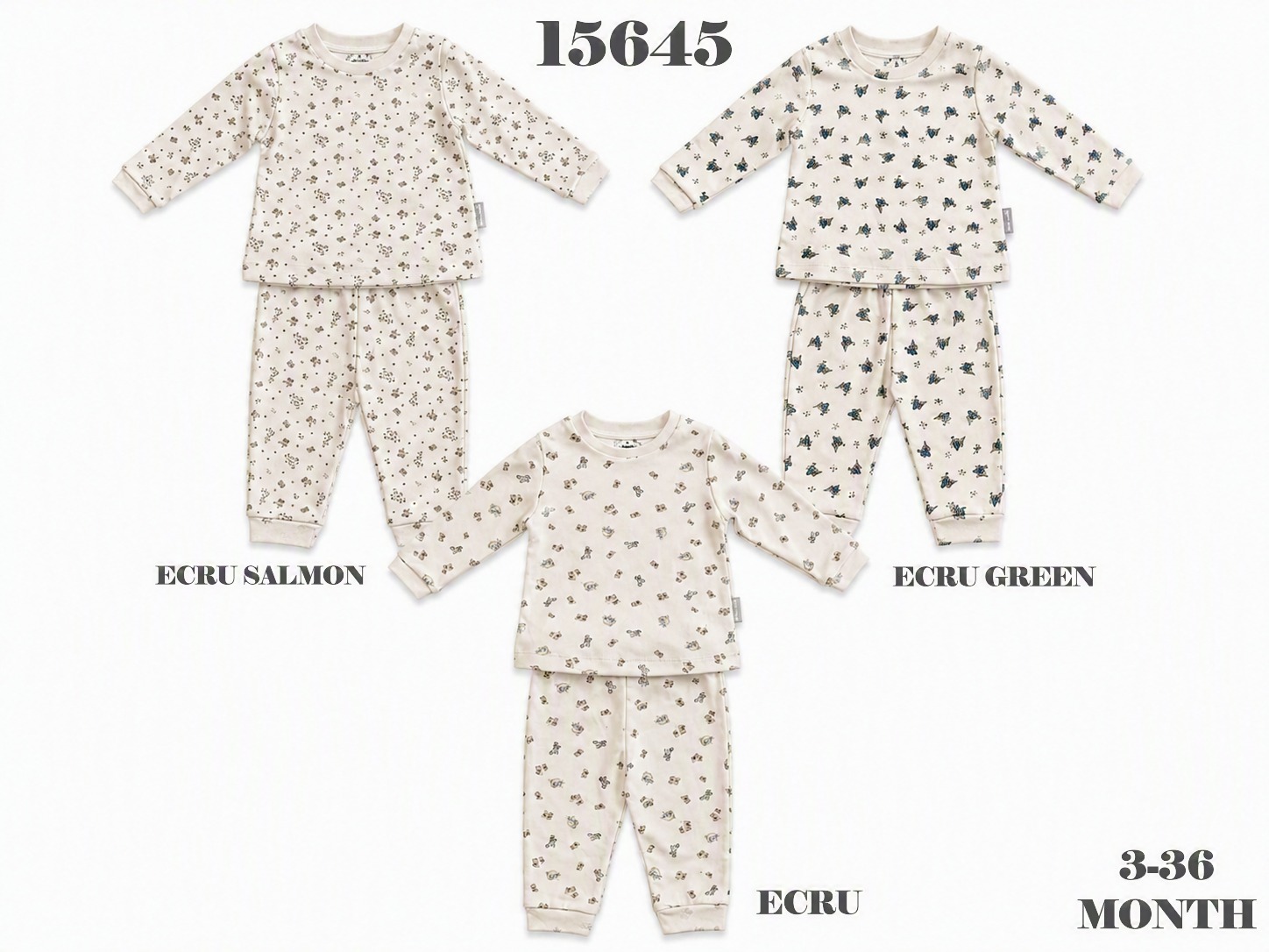 BABYDOLA-15645 TAKIM İKİLİ ECRU GREEN 03-36 5Lİ