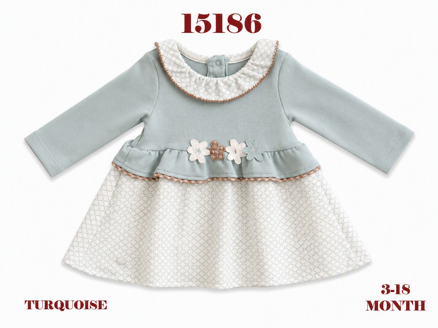 BABYDOLA-15186 *40 ELBİSE TURKUAZ