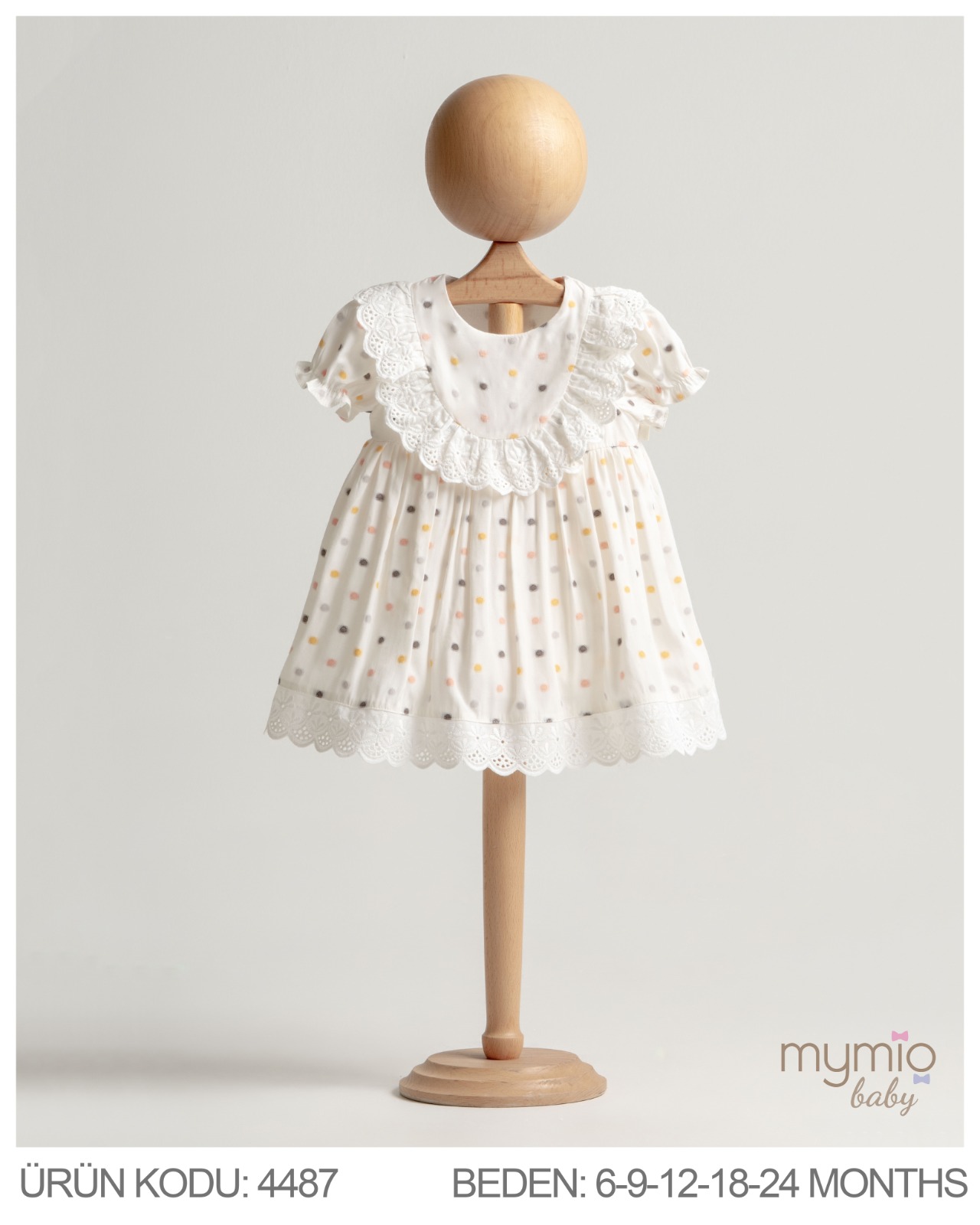 MYMİO-4487 PUANLI KIZ ELBİSE EKRU 06/24 5 Lİ