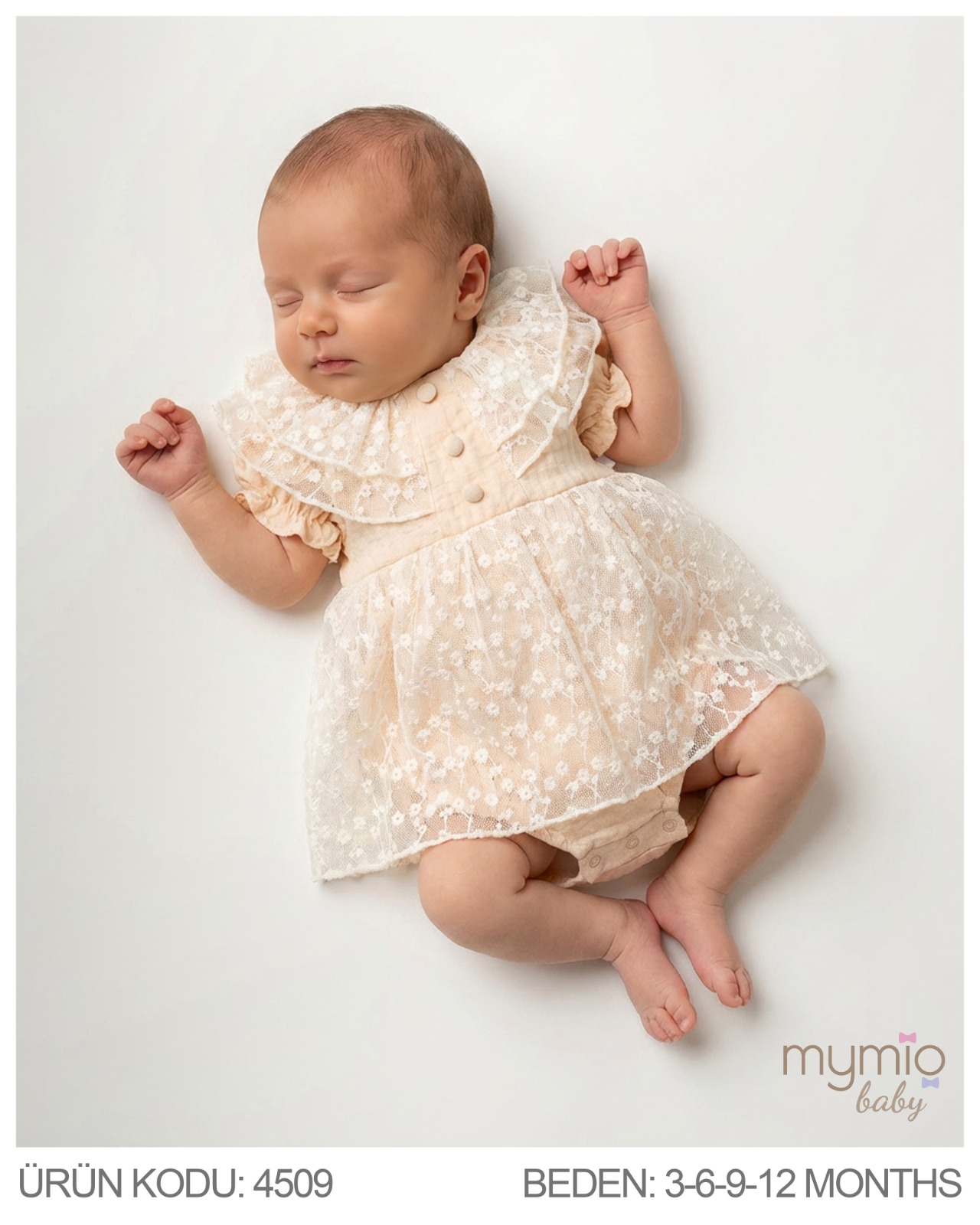 MYMİO-4509 PAPATYALI BRODE KIZ ELBİSE