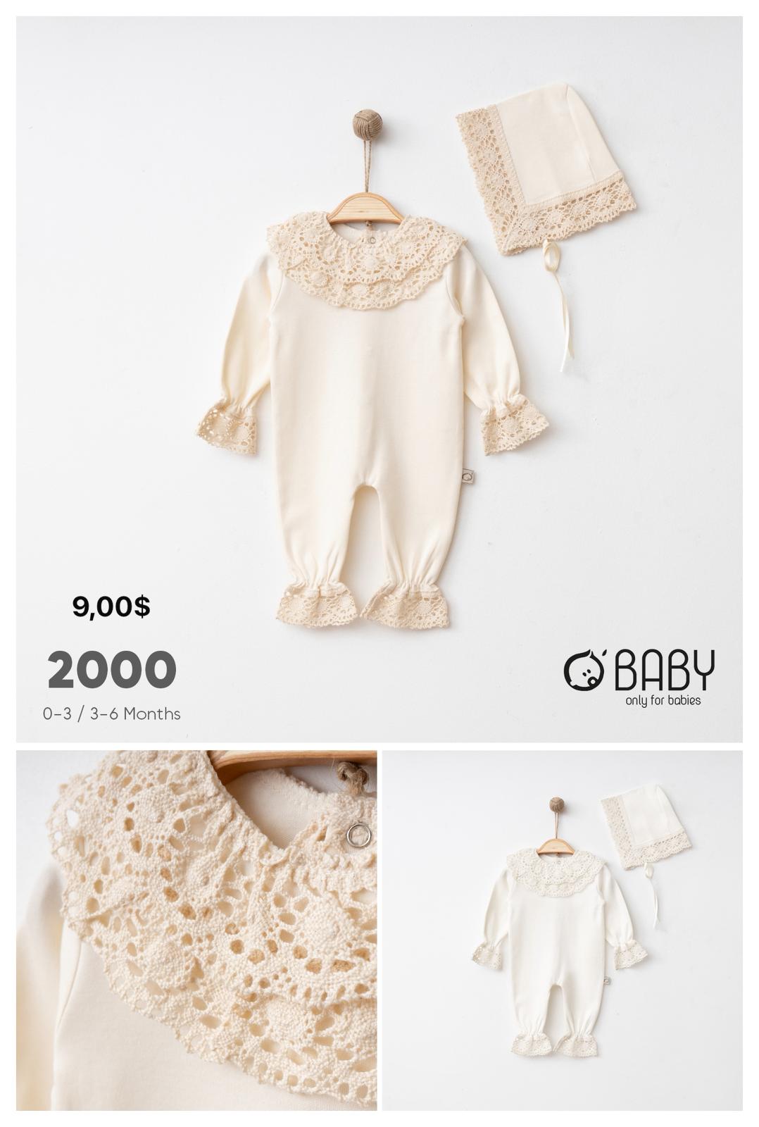 OBABY-2000 DANTELLİ ŞAPKALI TULUM 0/6 3'LÜ