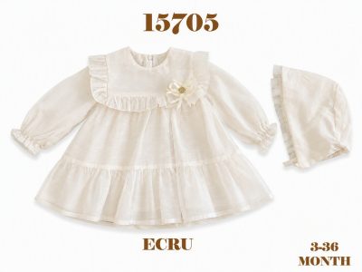BABYDOLA-15705 ELBİSE  ECRU 03-36 AY  5 Lİ