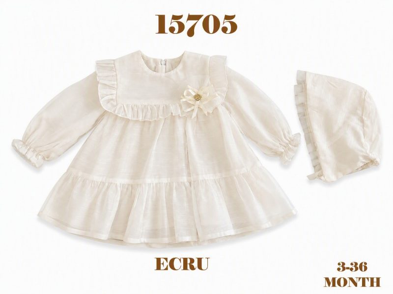 BABYDOLA-15705 ELBİSE  ECRU 03-36 AY  5 Lİ