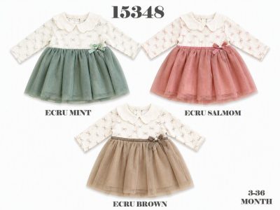 BABYDOLA-15348 *20 ELBİSE TÜLLÜ ECRU MİNT 5'Lİ