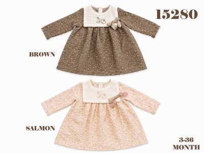 BABYDOLA-15280 *20 ELBİSE MÜSLİN BROWN 5'Lİ