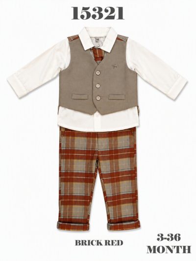 BABYDOLA-15321 *10 TAKIM KRAVATLI YELEKLİ BRICK RED 5'Lİ ***KAMPANYA***