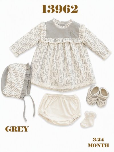 BABYDOLA-13962  ELBİSE 5'Lİ SET GREY 4'LÜ ***KAMPANYA***