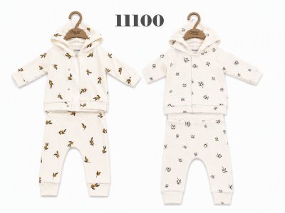 OBABY-11100 PAMUK DESEN KAPŞONLU 3'LÜ TAKIM 3/18 4'LÜ