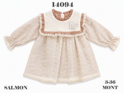 BABYDOLA-14094 ELBİSE ECRU SALMON 5'Lİ 