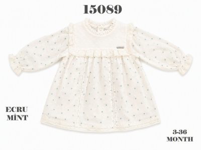 BABYDOLA-15089 ELBİSE ECRU MİNT 5'Lİ 3-36 AY